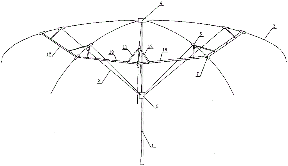 一种伞主骨与连杆的折叠支撑装置的制作方法