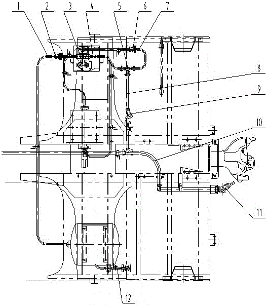 本发明属于铁路货车风动控制系统技术领域,具体是一种煤炭漏斗车整组