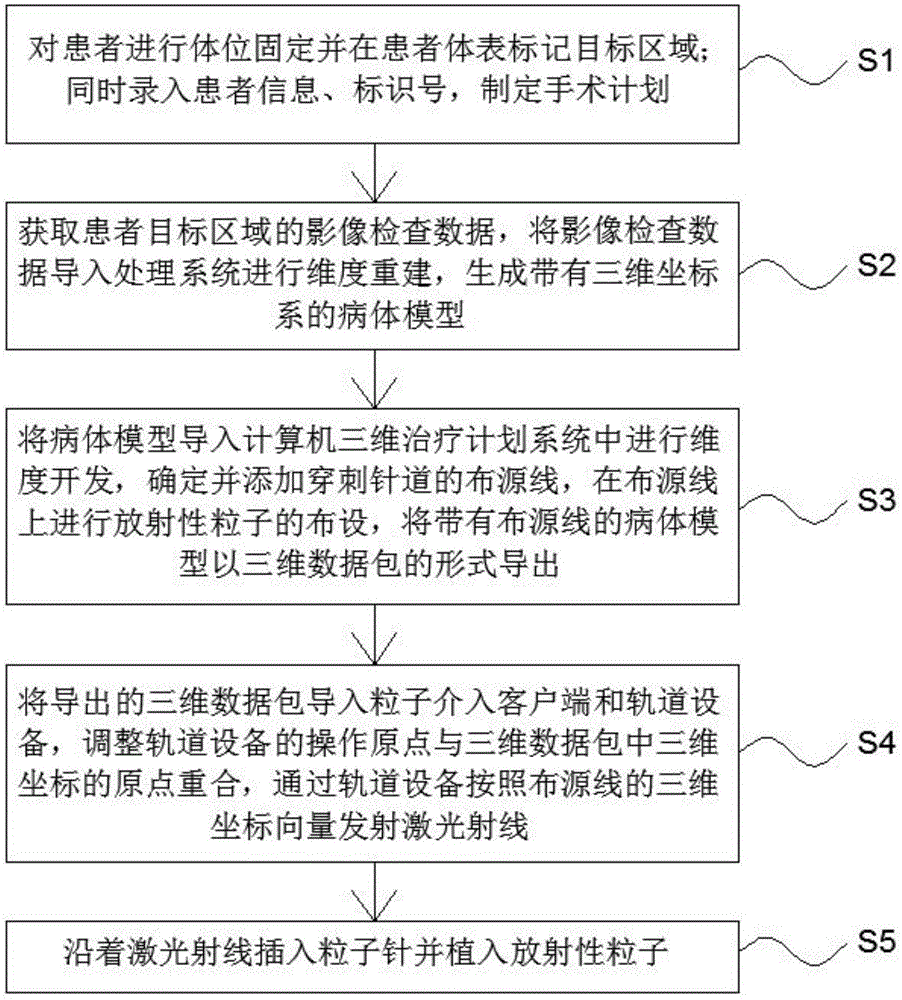 一种采用激光引导实现放射性粒子植入的方法与流程