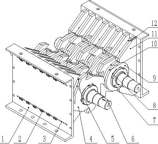 剪切式破碎机可调定刀装置及与其配合使用的动刀装置的制作方法