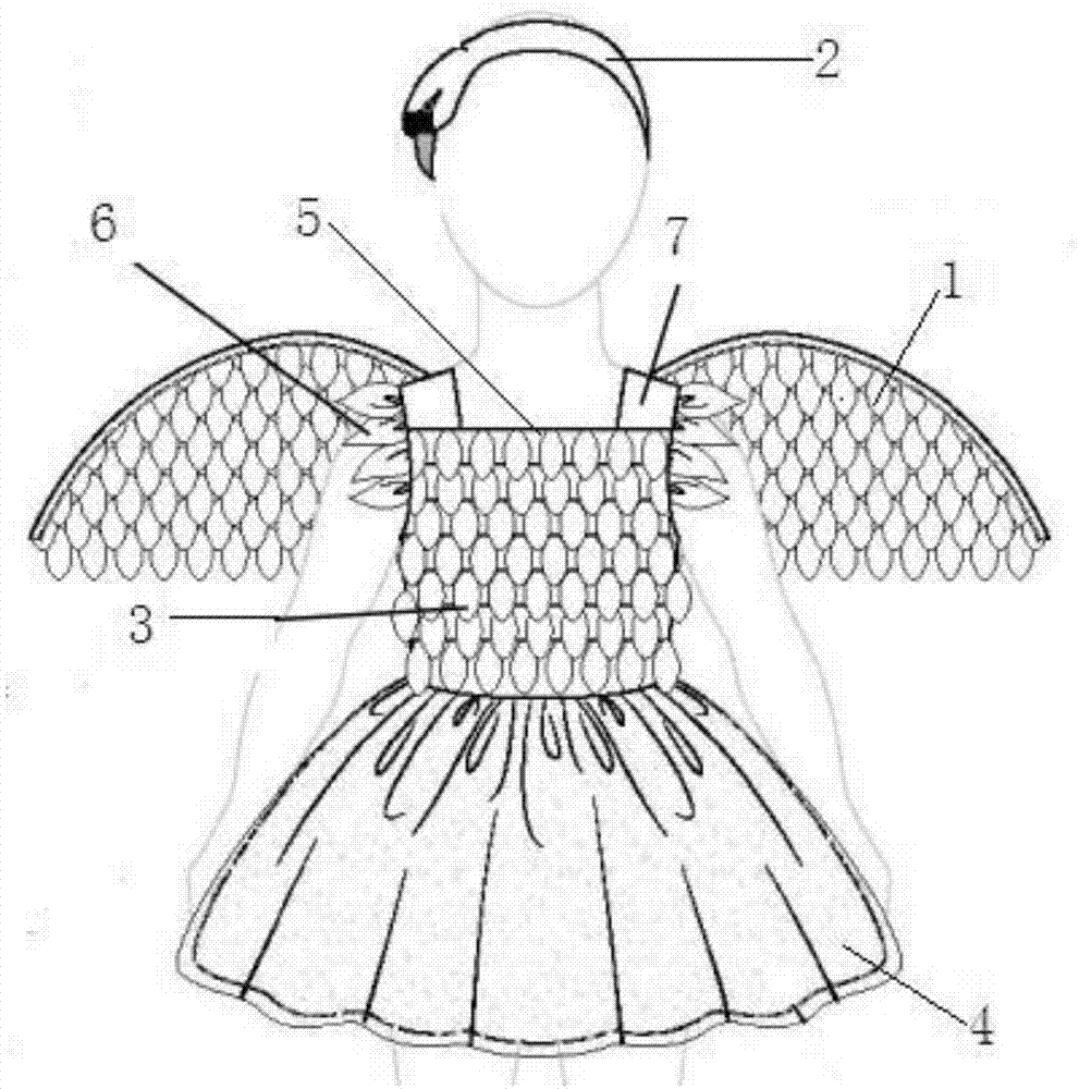 一种天鹅连衣裙套装的制作方法