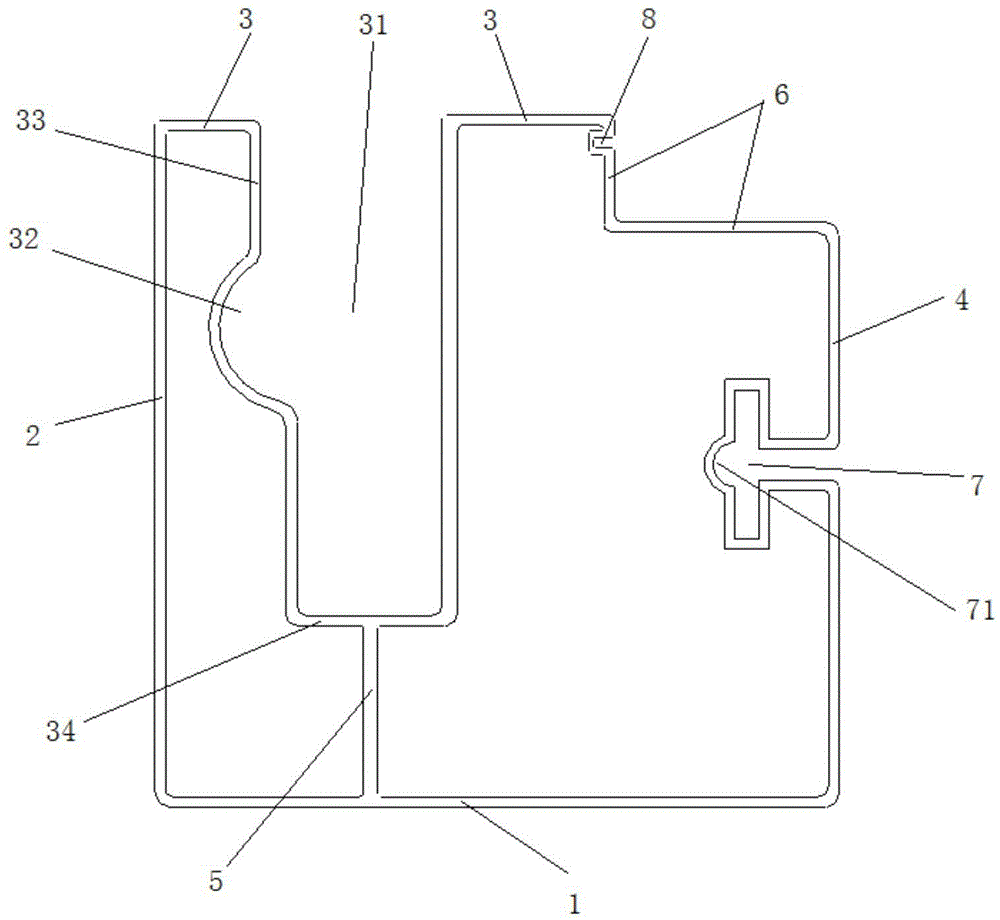 一种中空百叶窗的下边框铝型材的制作方法