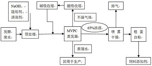 一种发酵废水MVPC处理方法和处理后浓缩液及应用与流程