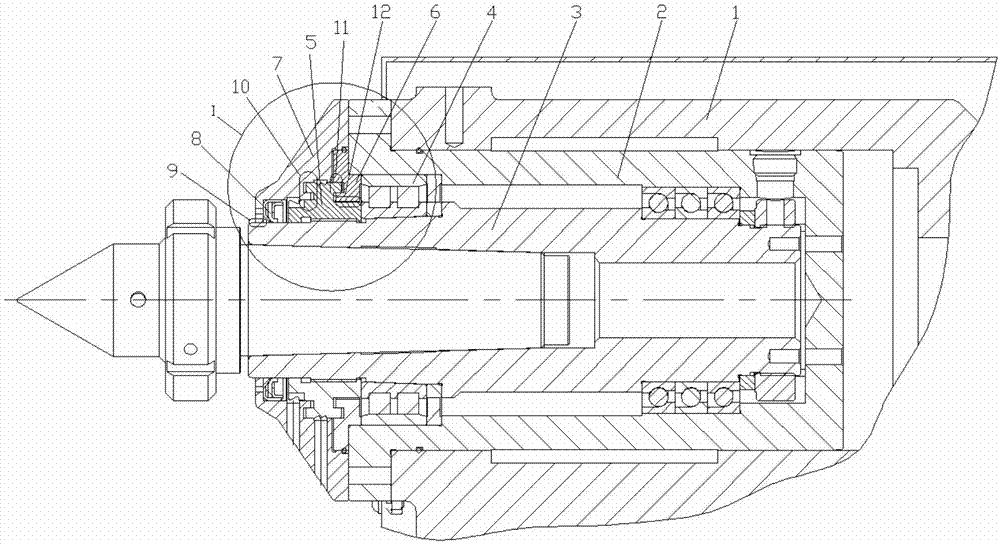 数控机床尾座旋转主轴的密封结构的制作方法