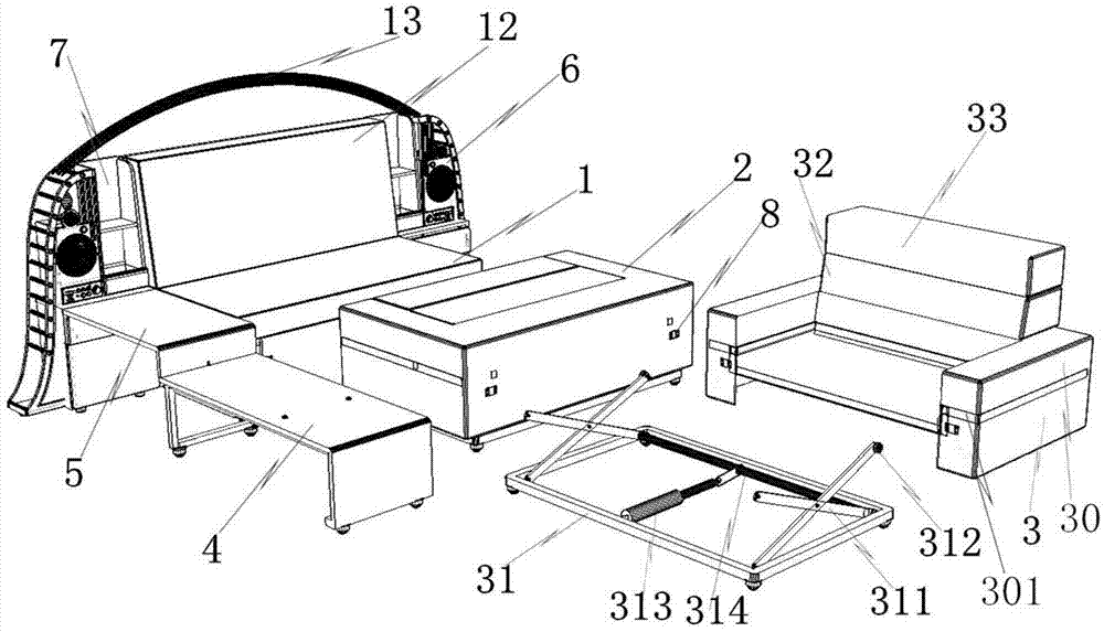 一种具有模块式组合沙发床的制作方法