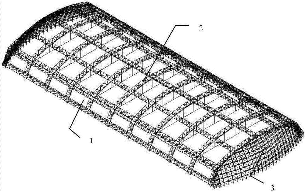 大跨度刚性山墙空间网格-三段组合索拱（桁架）-膜结构体系的制作方法