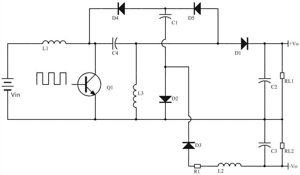 一种基于Sepic的单管可升降压的正负输出的DC-DC电源结构的制作方法