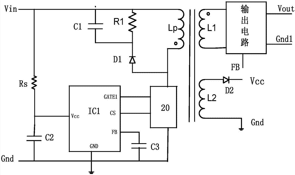 一种反激式开关电源控制电路的Vcc供电电路的制作方法
