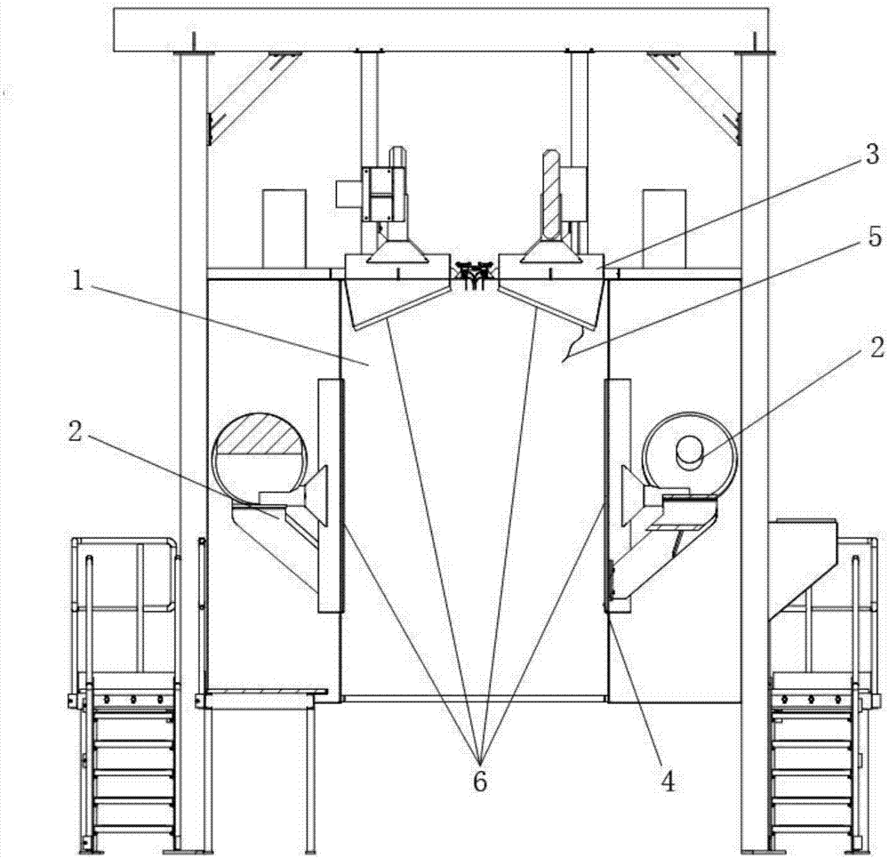 抛丸机的抛丸室出口自动吹扫装置的制作方法