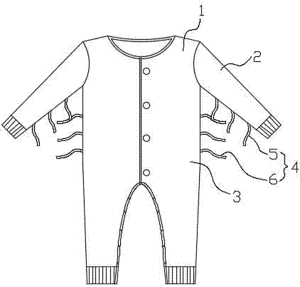 一种婴幼儿用手臂活动范围可调节的病员服的制作方法