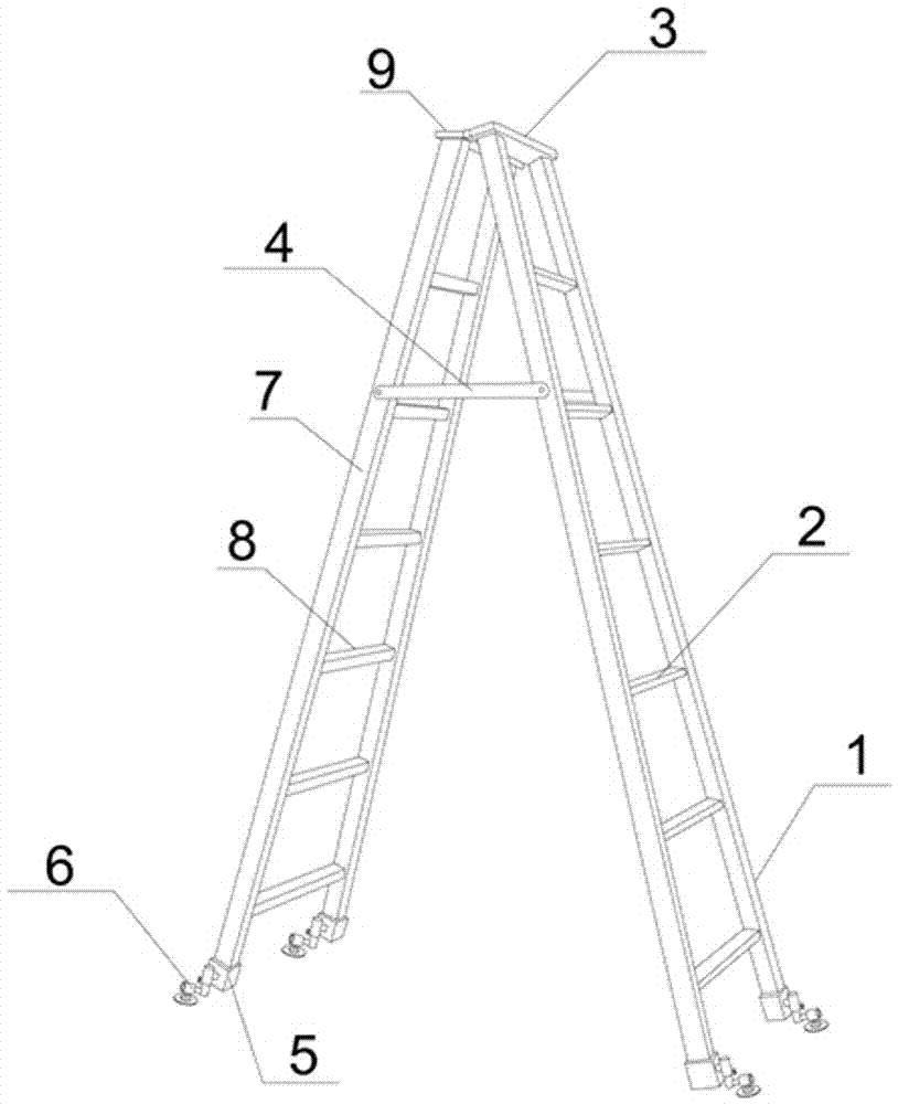 人字梯用支撑脚和建筑用人字梯的制作方法