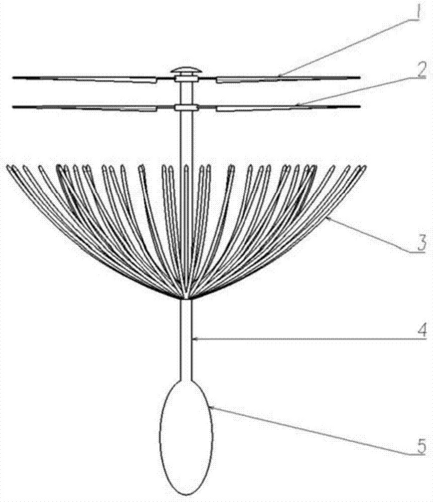 本发明借鉴蒲公英的结构和气动特性,结合共轴双旋翼技术设计一款半