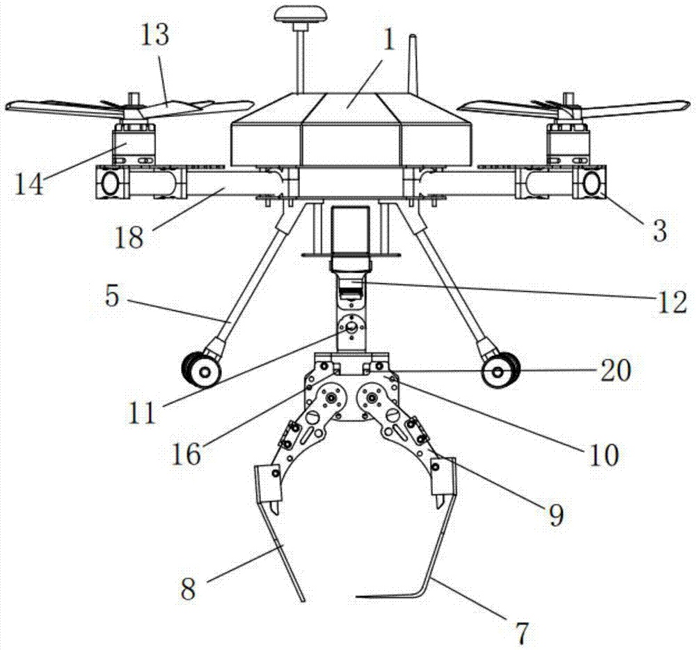 一种适用高密度金属柱体侦查抓取投放的无人机系统的