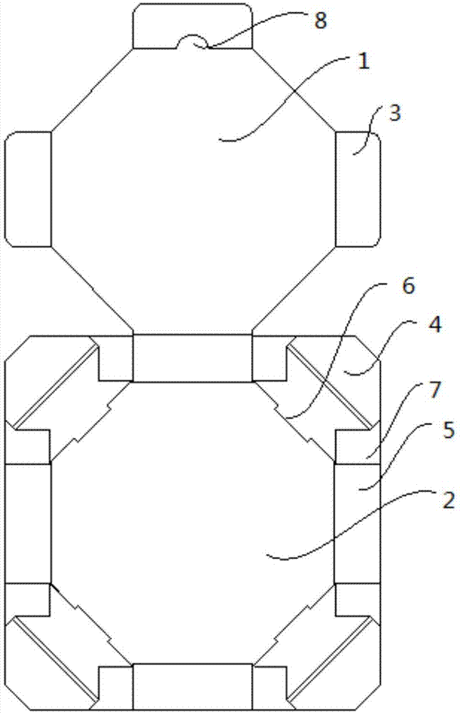 一种八边形礼品盒结构的制作方法