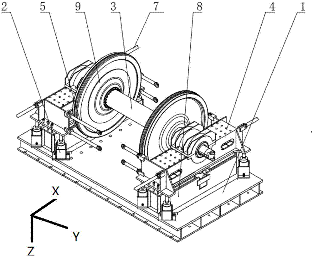 一种配备垂向电磁激振器的滚轮试验台的制作方法