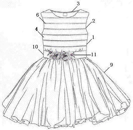 一种有立体蔷薇花饰的女童公主裙的制作方法