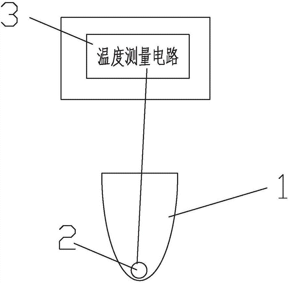 附图说明 图1为现有的热敏电阻体温计关键部分系统结构示意图.