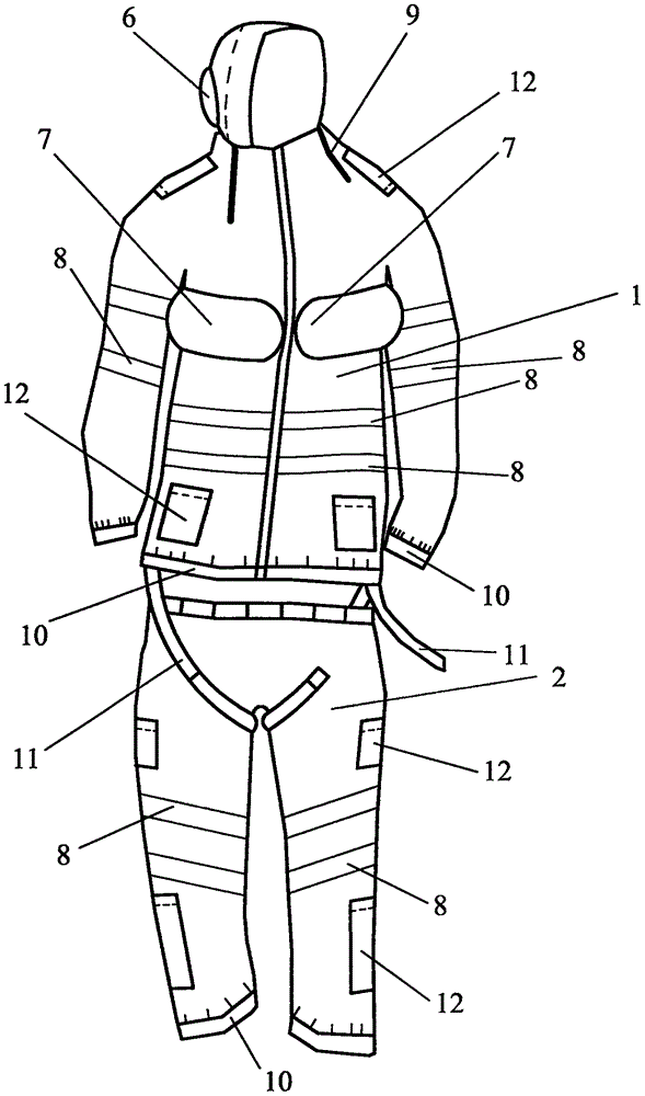 可用于抢险救灾的气泡保温雨衣裤的制作方法