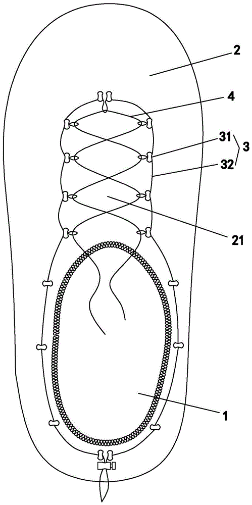 一体针织鞋面的可调整穿鞋带结构的制作方法