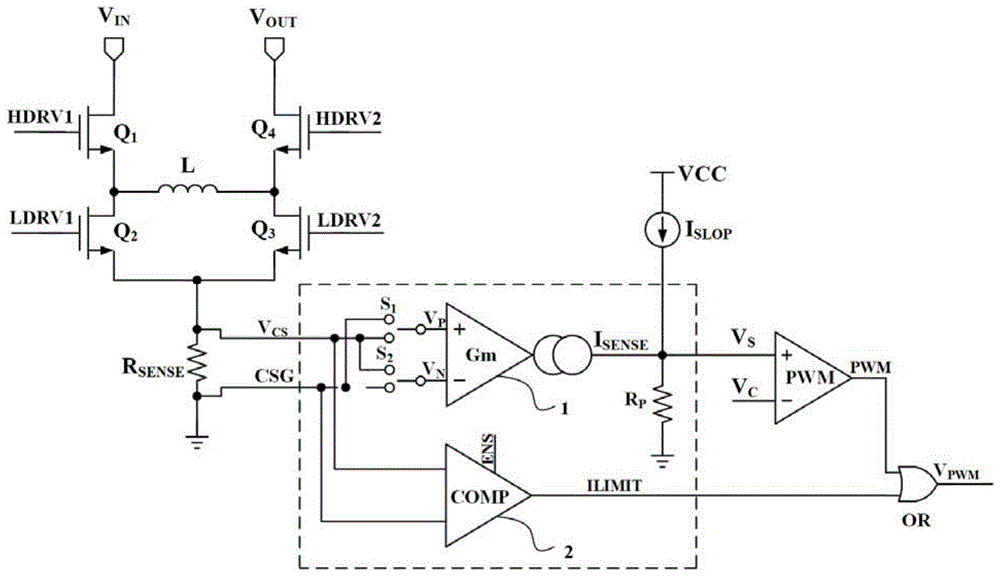 一种四开关Buck-Boost转换器的电流采样与限制电路的制作方法