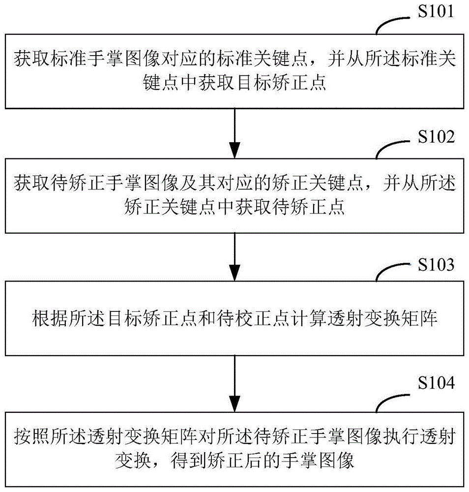 手掌图像的校正方法、装置、设备及存储介质与流程