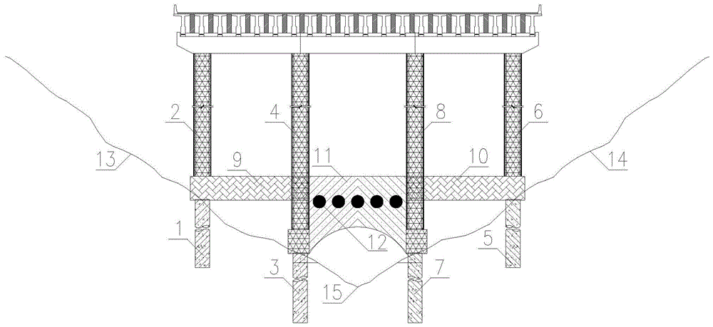 一种跨沟对称型高边坡桩基高桥墩结构的制作方法