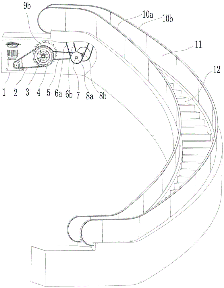 一种螺旋式自动扶梯的扶手带驱动装置的制作方法