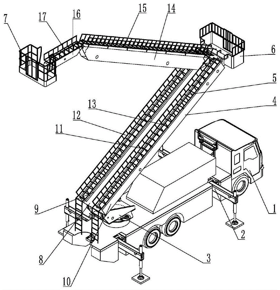 一种具有过渡平台的救援爬梯顶置的登高平台消防车的制作方法