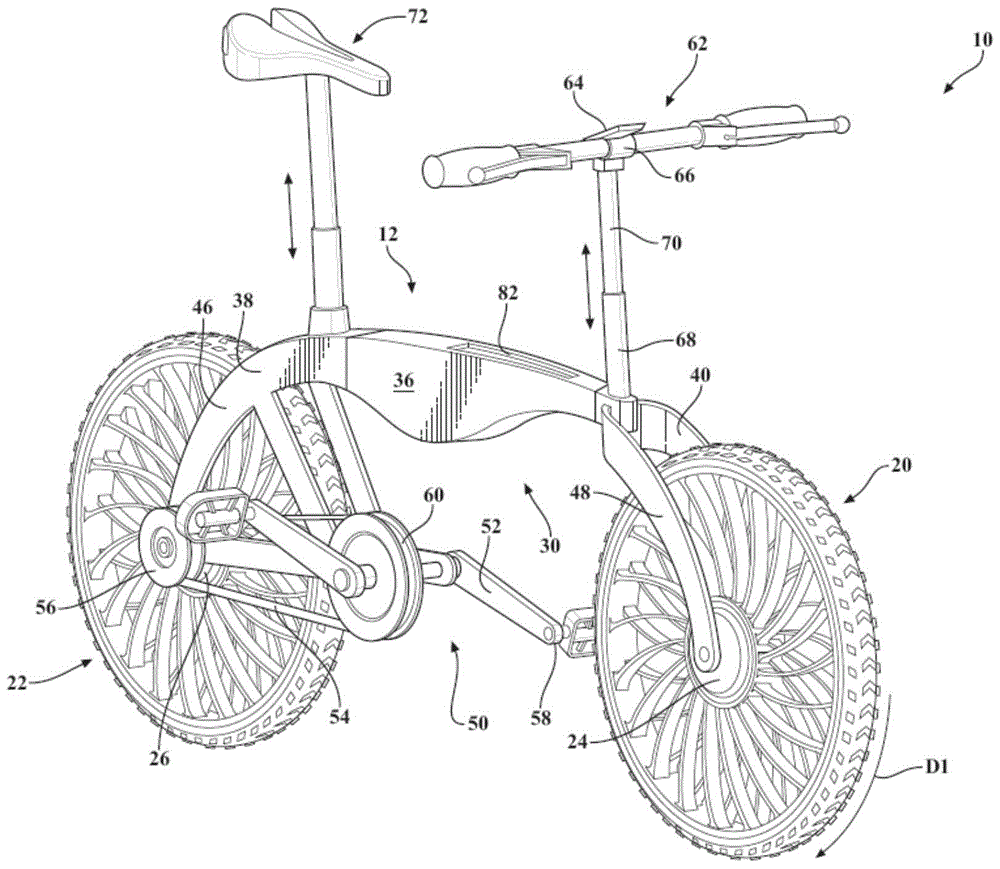 在个人运输车和自行车配置之间可折叠的运输设备的制作方法