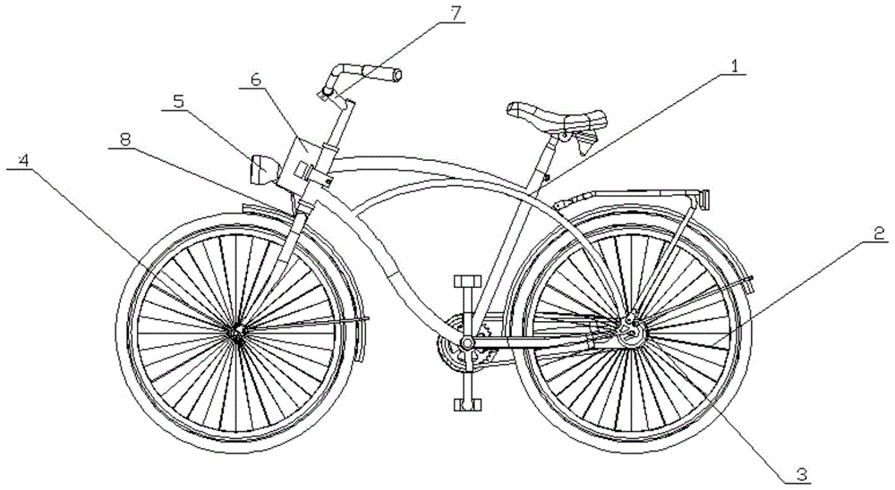 一种带发电机灯泡的自行车的制作方法