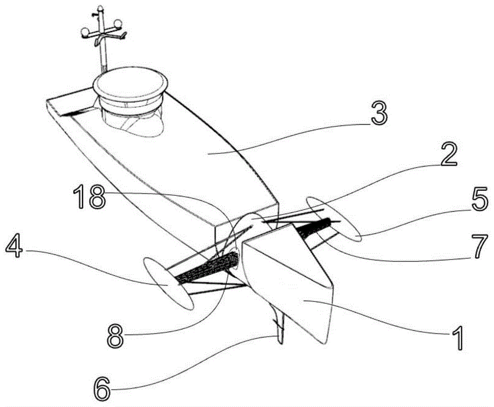 一种可变形前置舵三体船的制作方法