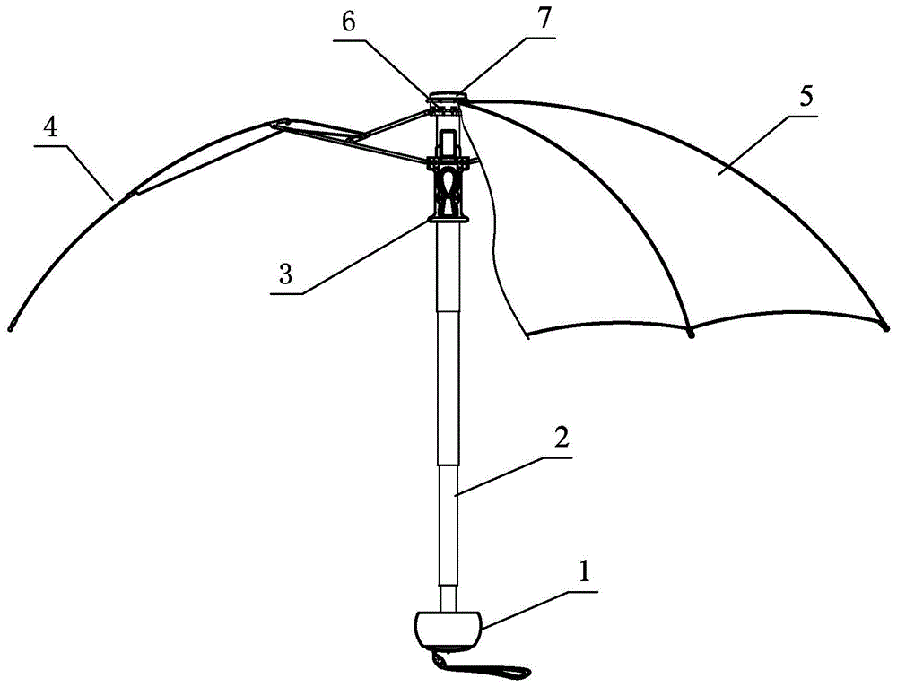一种伞杆与上盘的连接结构的制作方法