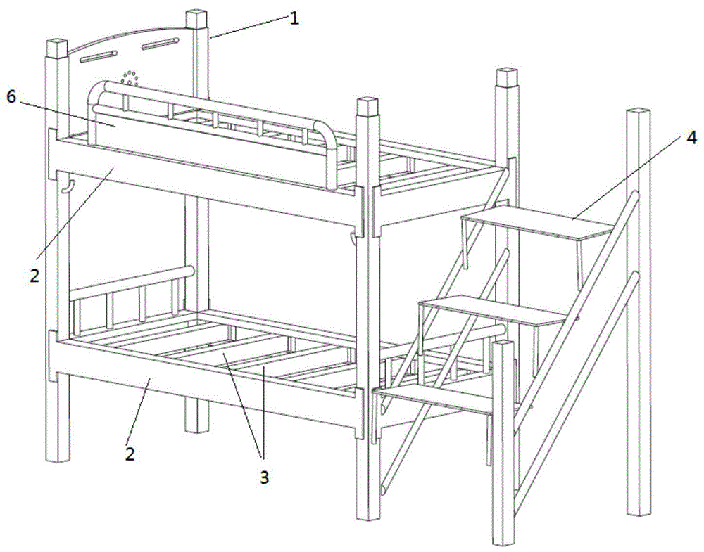 一种带安全梯的一体式上下铺床的制作方法