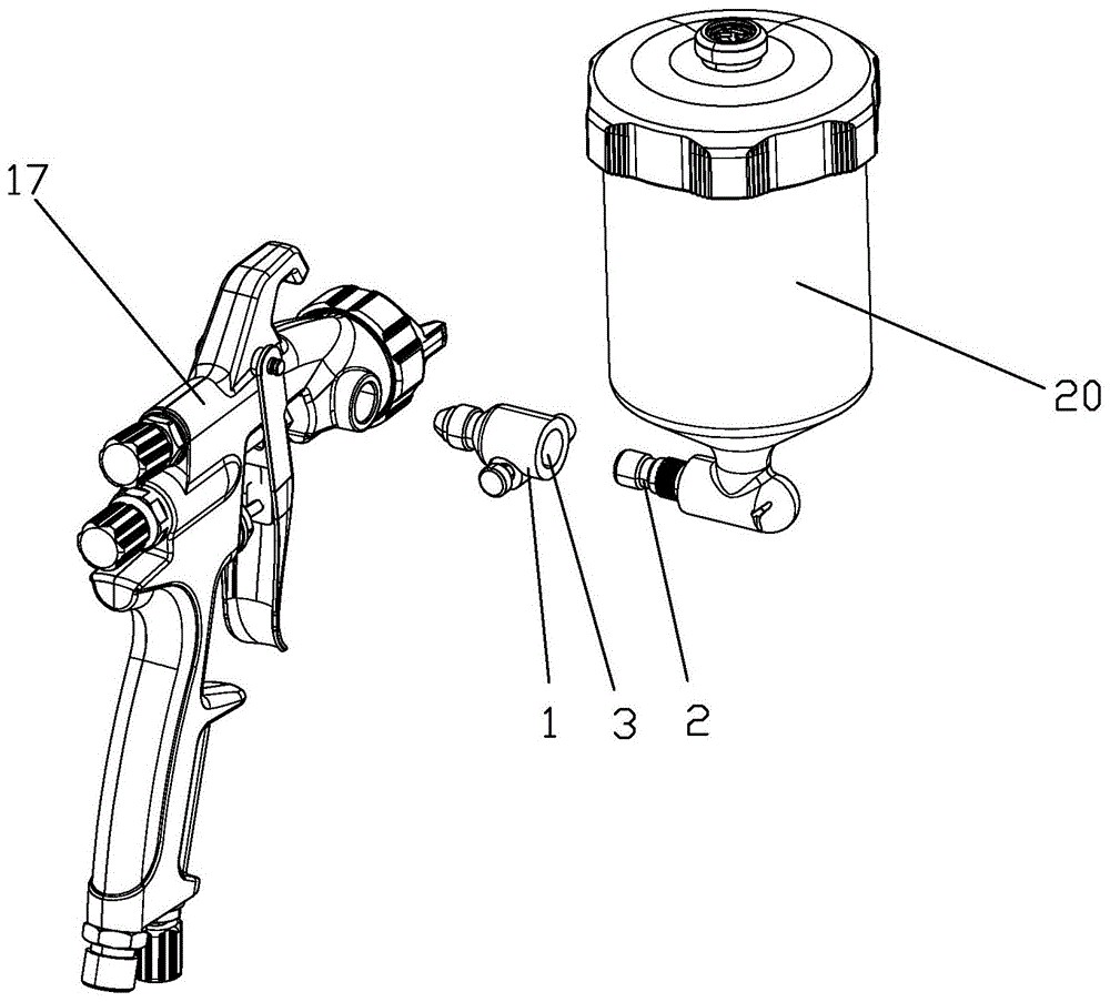 一种喷枪与壶体的连接组件及带有该组件的喷枪的制作方法