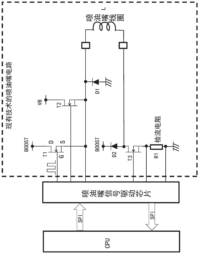 如该图所示,cpu通过串行外设接口(spi)与喷油嘴信号驱动芯片进行数据