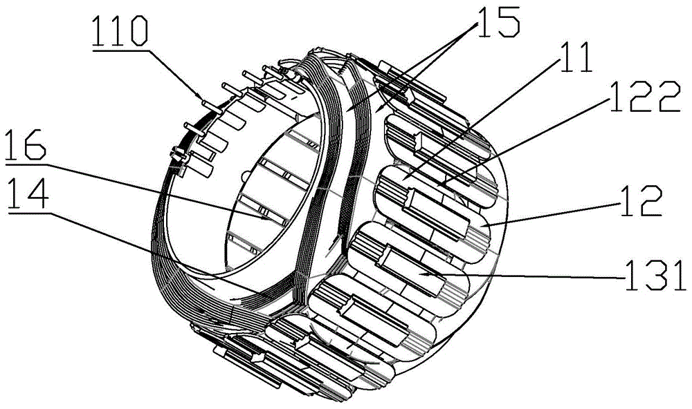 一种跨五槽、七槽分布式绕法的二极电机绕线结构的制作方法