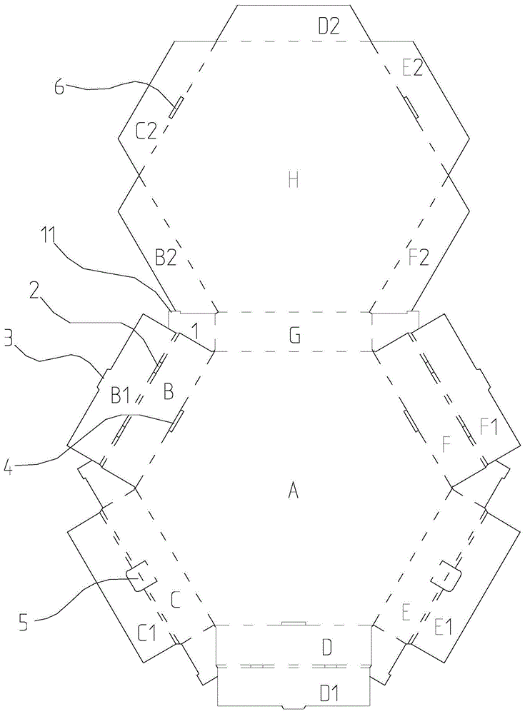 六边形纸箱裁片及六边形纸箱的制作方法