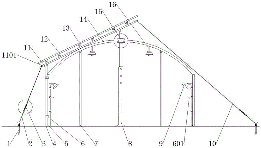 一种钢丝绳斜拉加固的光伏农业大棚的制作方法