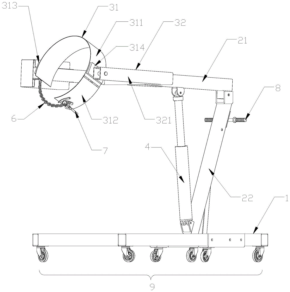 一种翻转油桶用夹具的制作方法