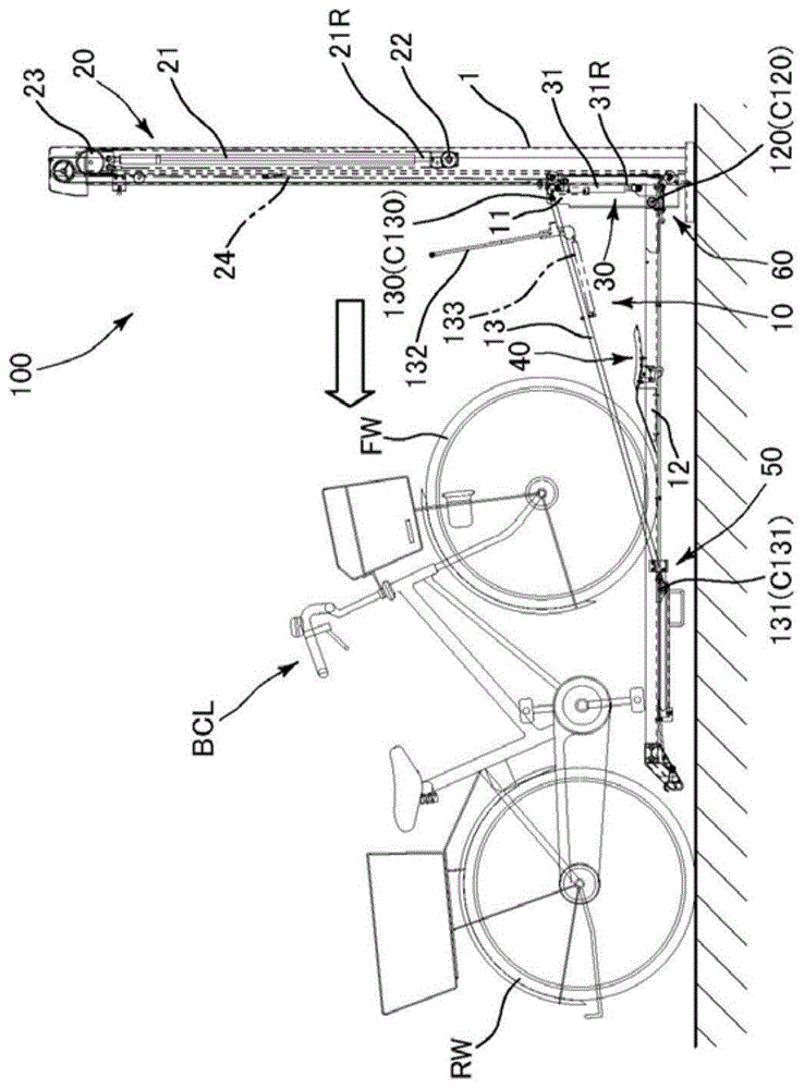 自行车停放器的车架收纳构造的制作方法
