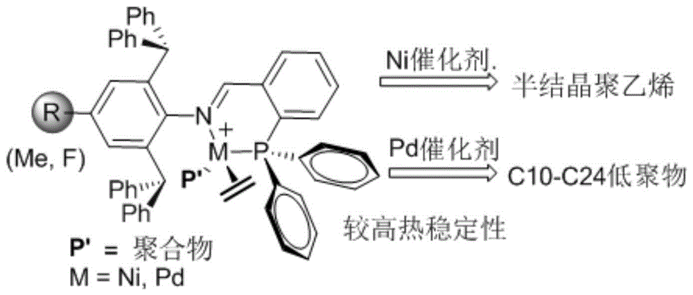 邻位二苯甲基取代的亚胺膦镍、钯配合物、制备方法与应用与流程