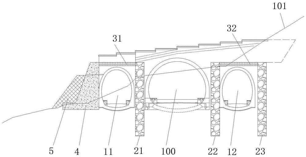 偏压地形组合隧道的洞口段结构的制作方法