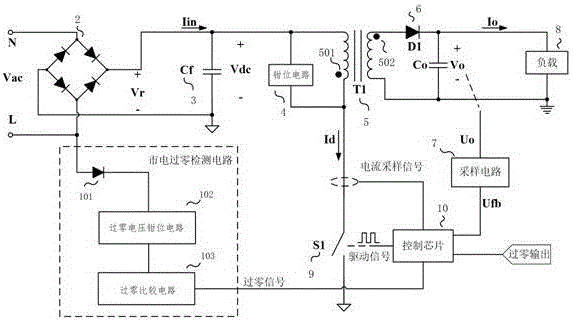 一种市电过零检测电路及应用该电路的开关电源系统的制作方法