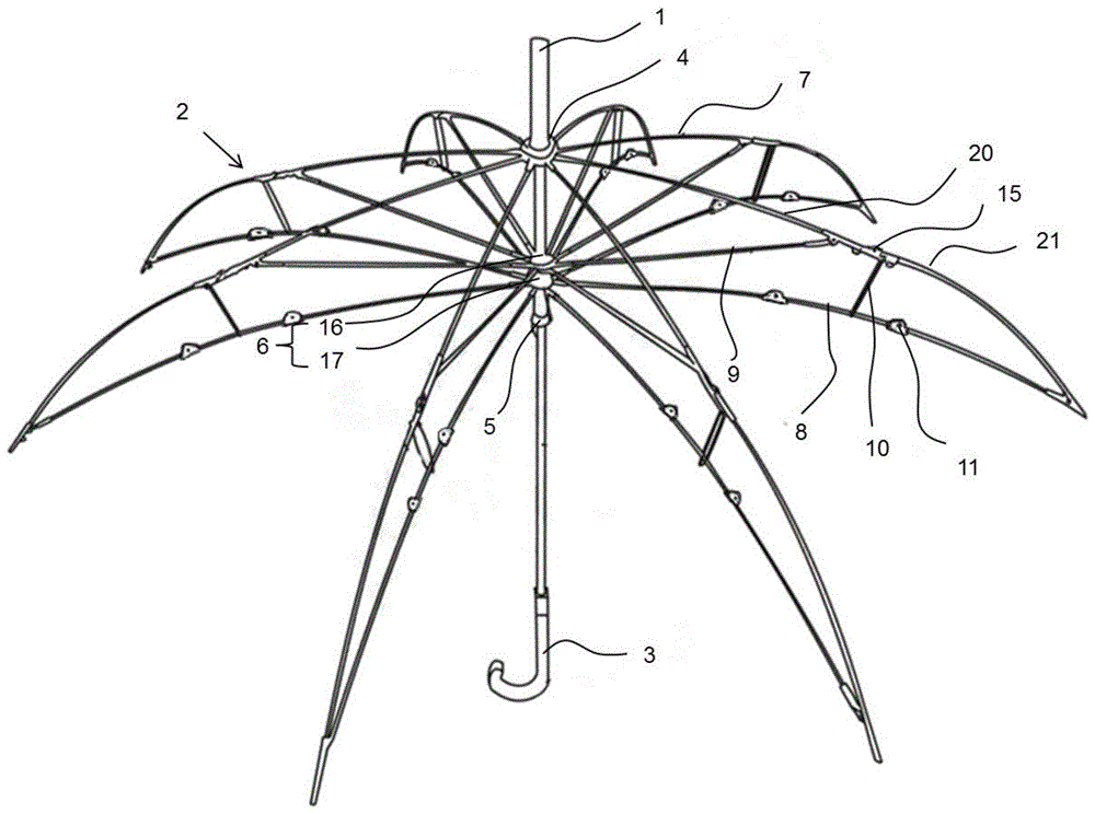 一种反向伞骨架及其反向伞的制作方法