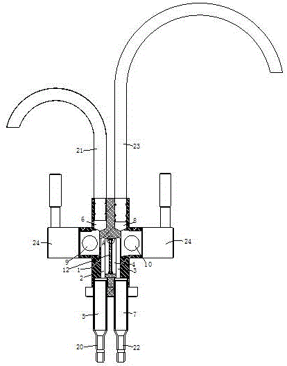 一种双水双管水龙头的制作方法