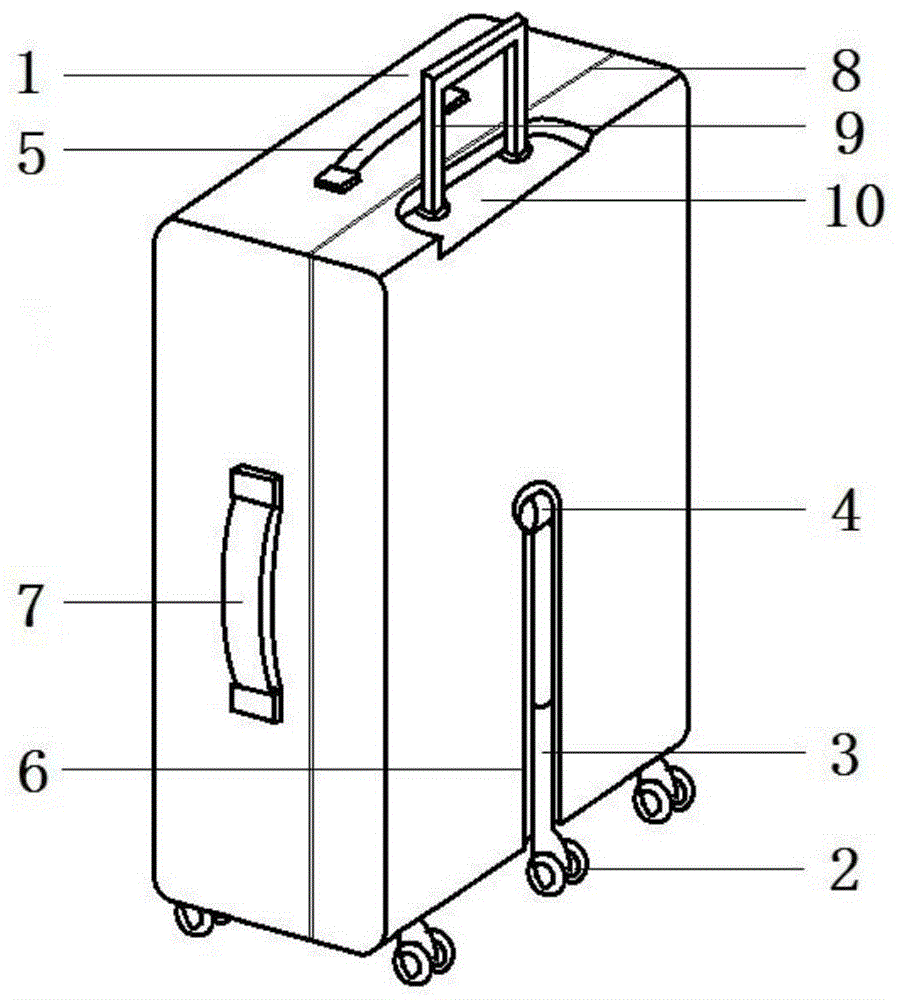 一种增设第三承重轮的安全省力型可调节仰角行李箱的制作方法
