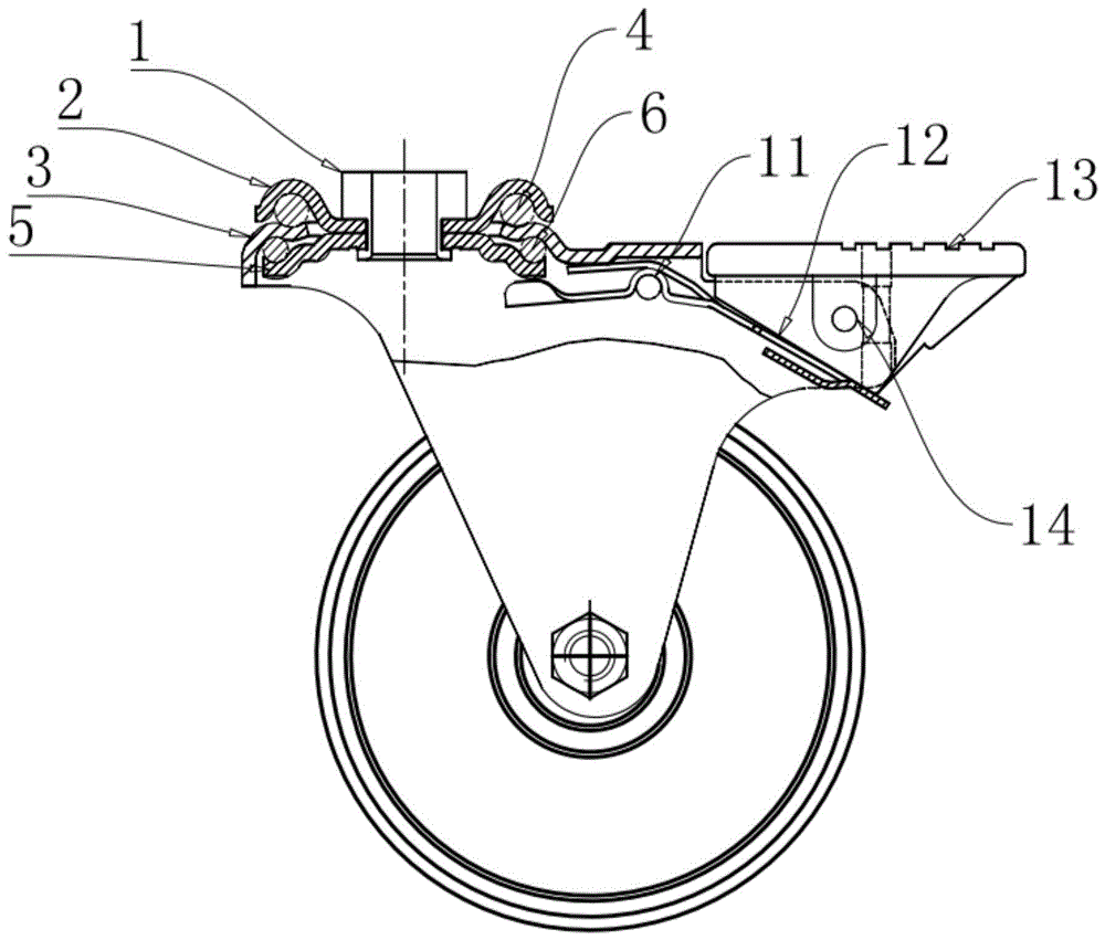 一种轻型支架孔顶式刹车脚轮的制作方法