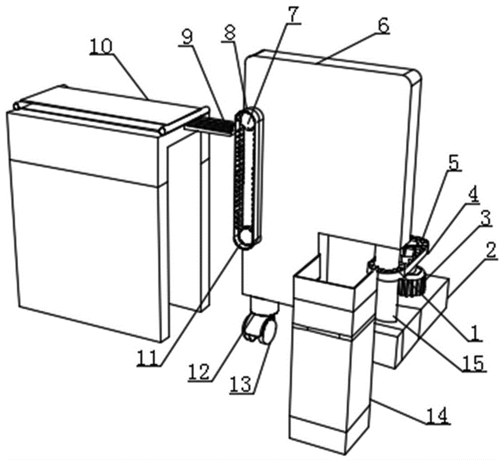 一种瓦楞纸箱生产用自动接料装箱机构的制作方法