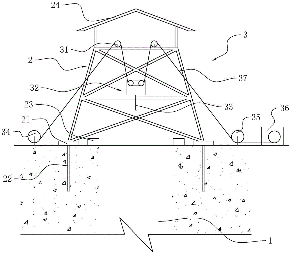 一种竖井提升井架结构的制作方法