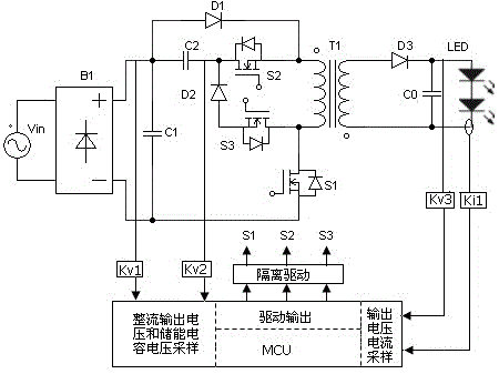 一种单级隔离型无电解电容LED驱动电源及其控制方法与流程